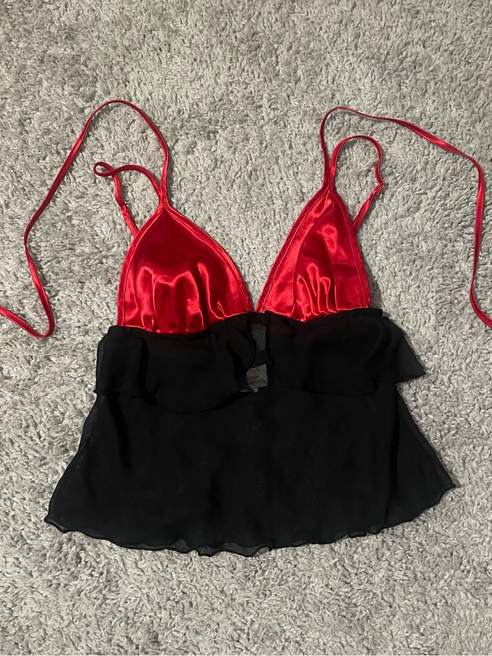 Elegant Moments Y2K Red and Black Sheer Top